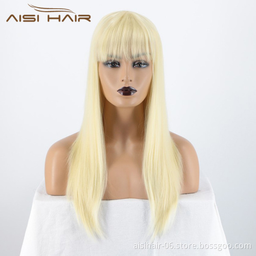 Silky Straight Wave Blonde Good Quality Long Wig Heat Resistant Synthetic Natural Wave Hair Wigs For Black White Women